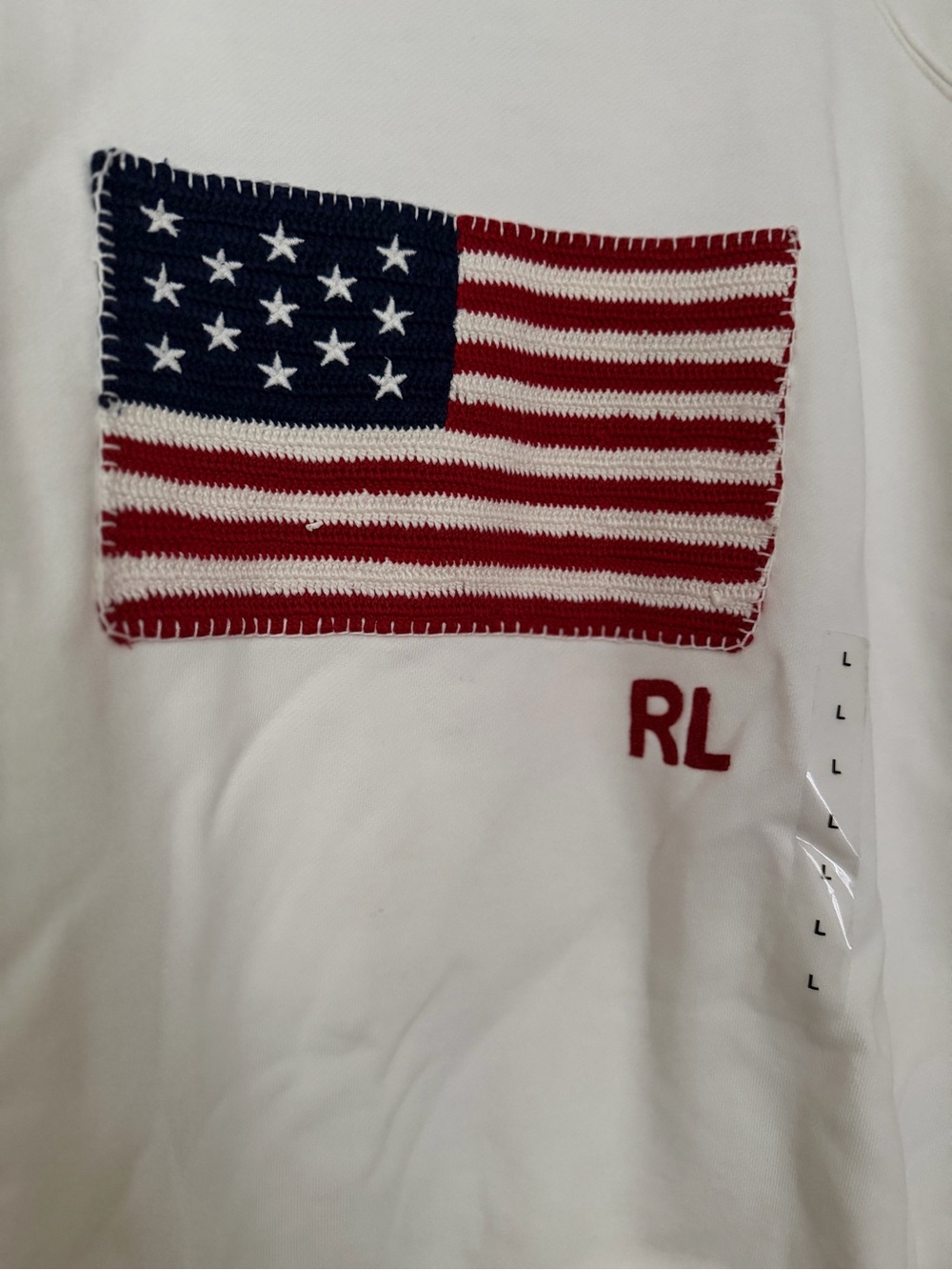 NWT Polo Ralph Lauren Sweatshirt with Embroidered American Flag - Picture 2 of 7